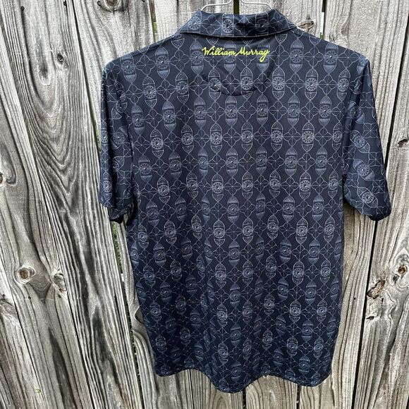 William Murray Mens Golf Polo Shirt Medium Navy Geometric Pattern Golfer - Picture 9 of 11